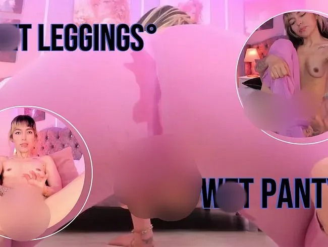 Masturbation mit meiner Strumpfhose und endet mit einem großen Spritzer auf meine rosa Leggings