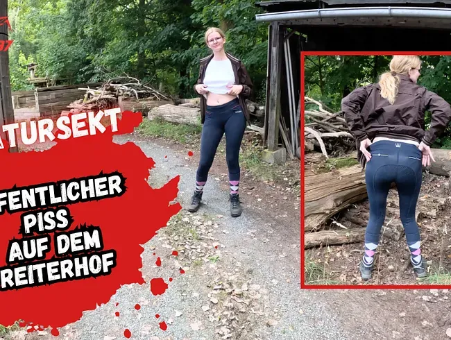 Dreißter Public Piss mitten auf dem Reiterhofin Reitleggings!