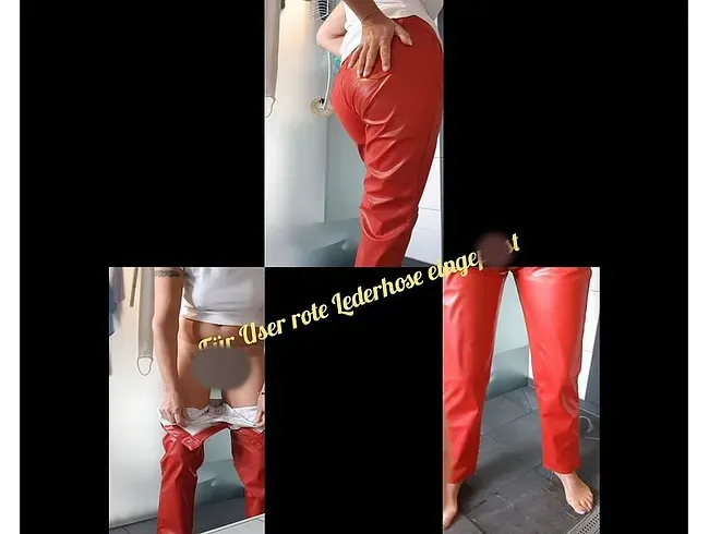 Für User rote Lederhose eingepisst