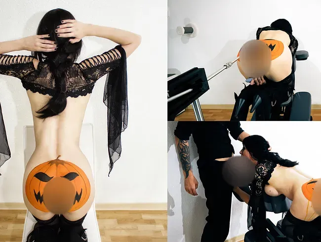 Halloweenvideo - von meiner Sexmaschine Anal durchgefickt bis ich vor Lust pisse + Throatpie Blowjob