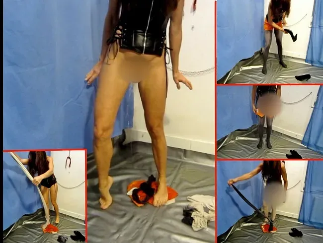 Piss-Strip in Leder, Shorts und 2x Nylon-FSH