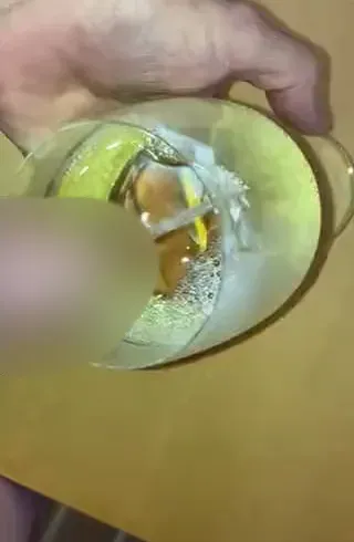 Natursekt im Weinglas serviert