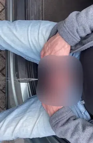 Sunny pisst aus dem Auto auf den Rastplatz (25)
