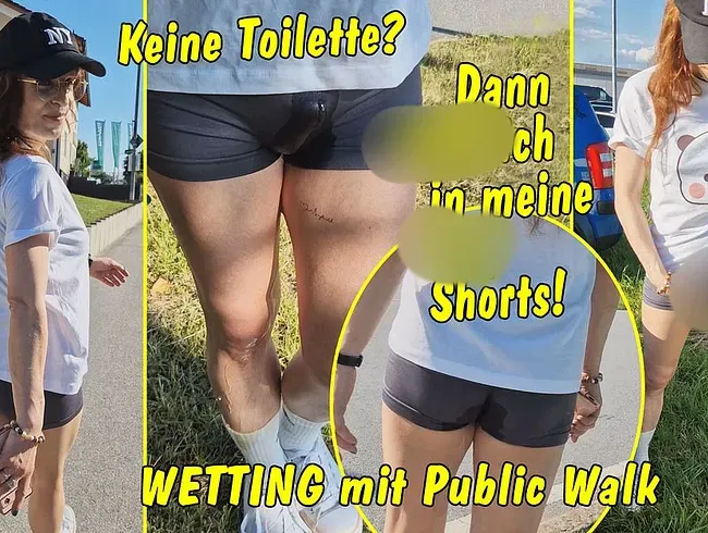 Keine Toillette in Sicht... Dann piss ich halt in meine sexy Shorts!! Wetting mit Public Walk!