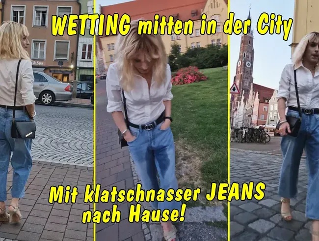 Public Wetting mitten in der City! Mit klatschnasser Jeans gehts wieder nach Hause!